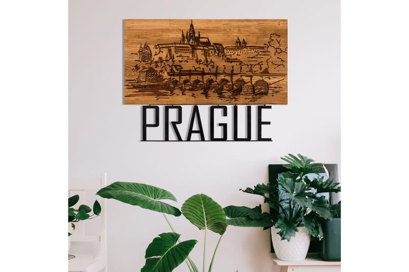 Prague Väggdekor - Svart/Valnöt - Inredning - Väggdekor - Skylt - Plåtskyltar