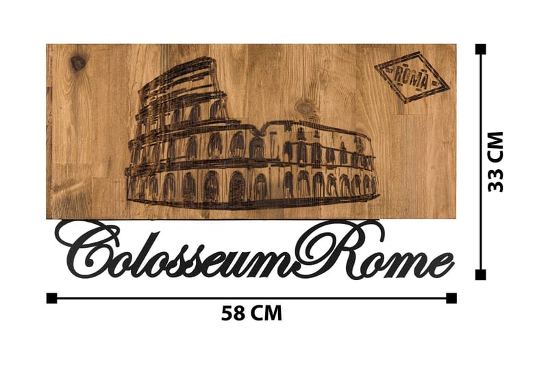 Rome Väggdekor - Svart/Valnöt - Inredning - Väggdekor - Skylt - Plåtskyltar