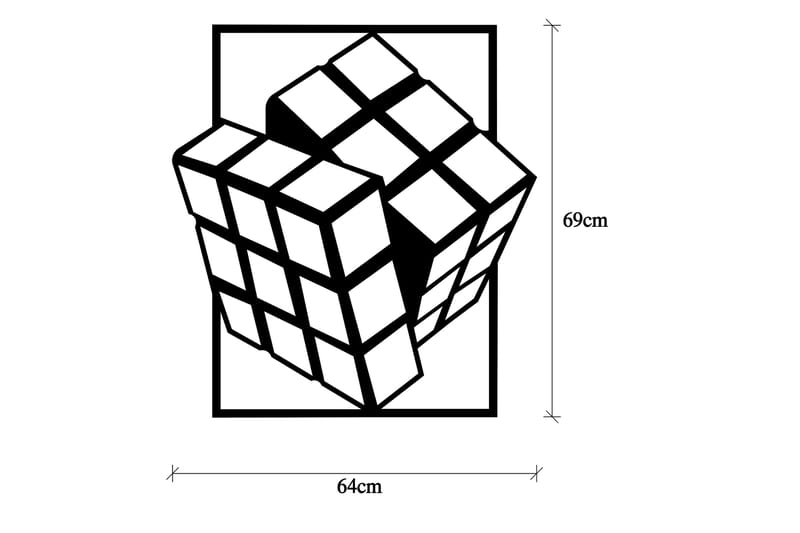Rubik's Cube Väggdekor - Svart - Inredning - Väggdekor - Skylt - Plåtskyltar