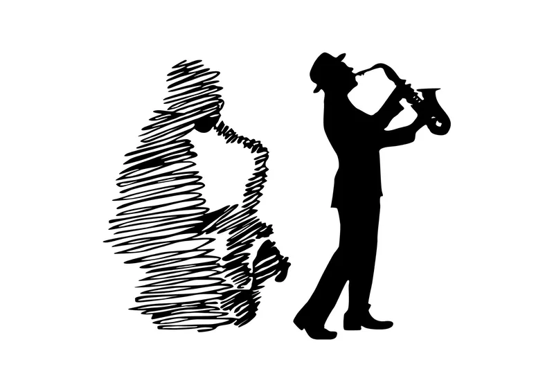 Saksafon Väggdekor, Svart