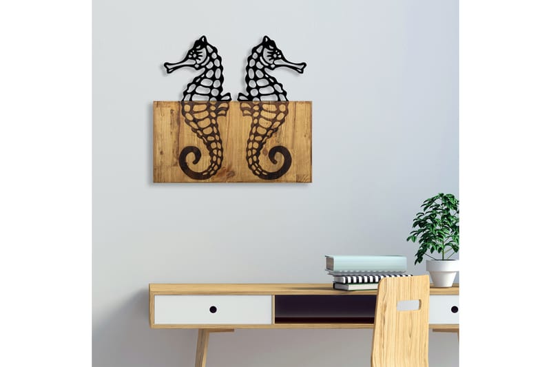 Seahorse Väggdekor - Svart/Valnöt - Inredning - Väggdekor - Skylt - Plåtskyltar