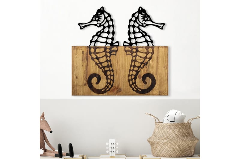 Seahorse Väggdekor - Svart/Valnöt - Inredning - Väggdekor - Skylt - Plåtskyltar