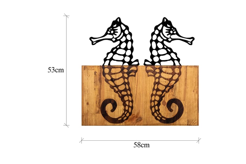 Seahorse Väggdekor - Svart/Valnöt - Inredning - Väggdekor - Skylt - Plåtskyltar