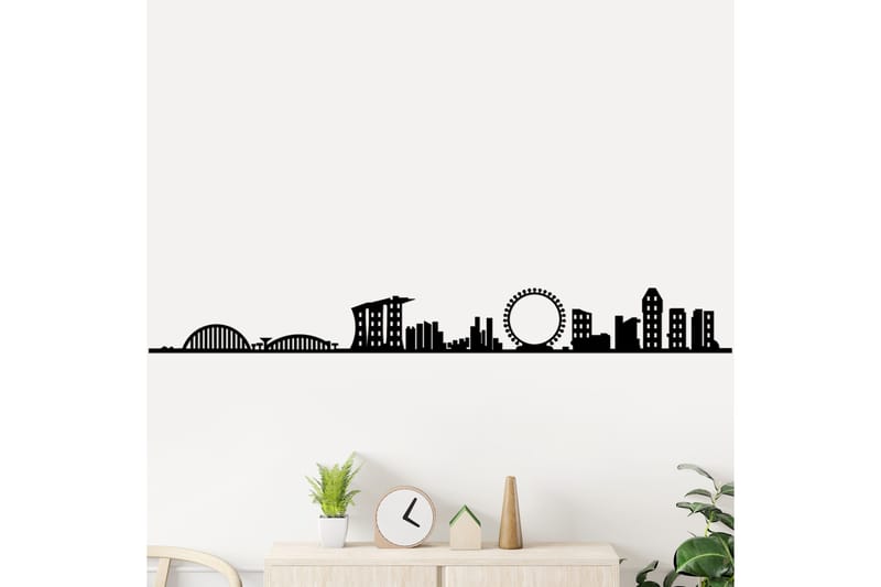 Singapore Skyline Väggdekor - Svart - Inredning - Väggdekor - Skylt - Plåtskyltar