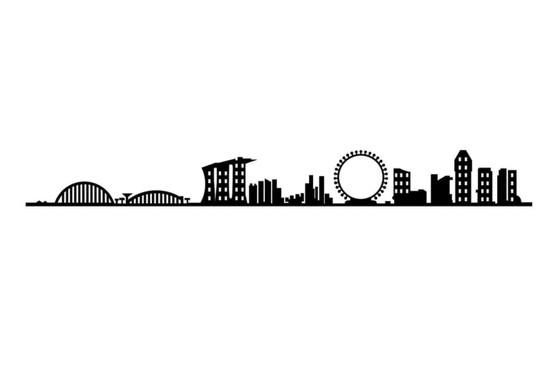 Singapore Skyline Väggdekor - Svart - Inredning - Väggdekor - Skylt - Plåtskyltar