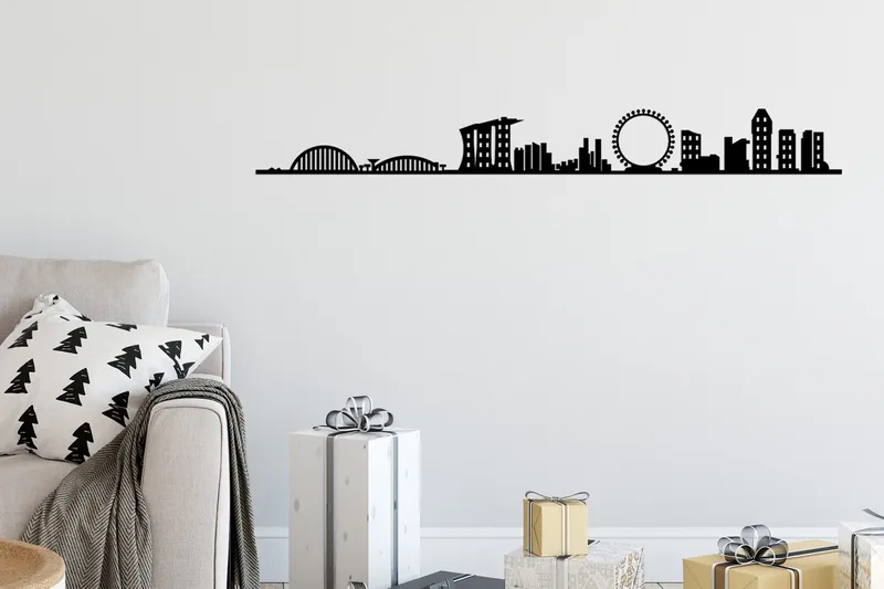 Singapore Skyline Väggdekor - Svart - Inredning - Väggdekor - Skylt - Plåtskyltar