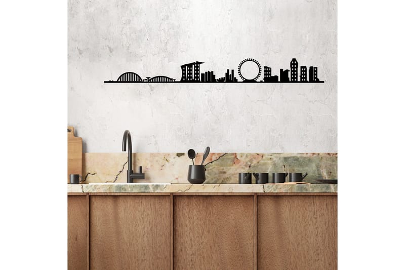 Singapore Skyline Väggdekor - Svart - Inredning - Väggdekor - Skylt - Plåtskyltar