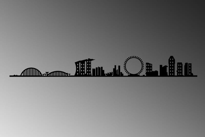 Singapore Skyline Väggdekor - Svart - Inredning - Väggdekor - Skylt - Plåtskyltar