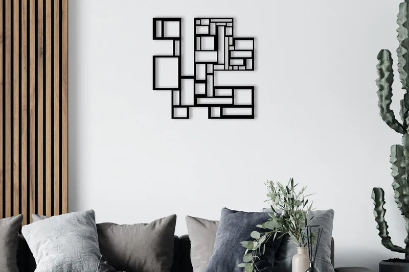Squares Metal Decor V äggdekor, Svart