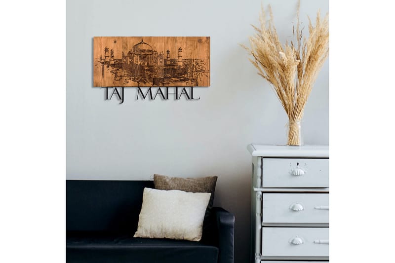 Taj Mahal Väggdekor - Svart/Valnöt - Inredning - Väggdekor - Skylt - Plåtskyltar