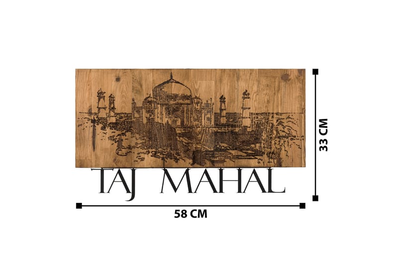 Taj Mahal Väggdekor - Svart/Valnöt - Inredning - Väggdekor - Skylt - Plåtskyltar