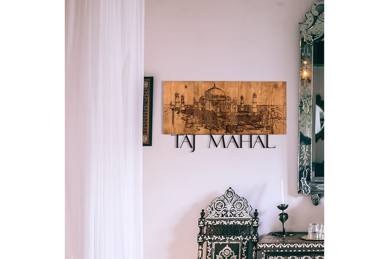 Taj Mahal Väggdekor - Svart/Valnöt - Inredning - Väggdekor - Skylt - Plåtskyltar
