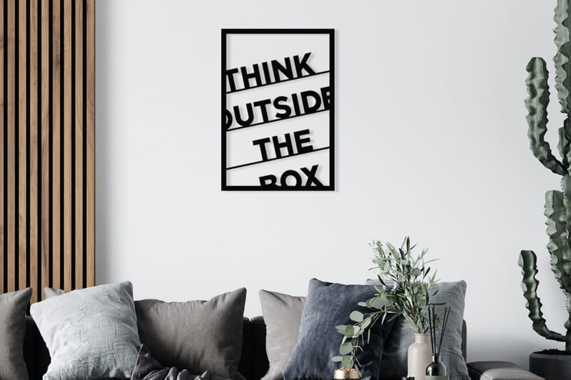 Think Outside The Box 50 cm Väggdekor - Svart - Inredning - Väggdekor - Skylt - Plåtskyltar