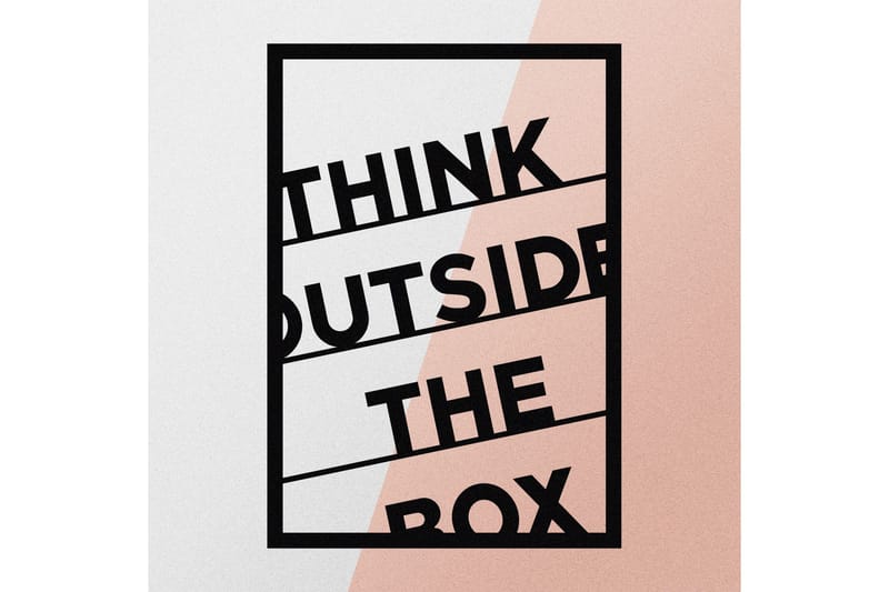 Think Outside The Box 50 cm Väggdekor - Svart - Inredning - Väggdekor - Skylt - Plåtskyltar