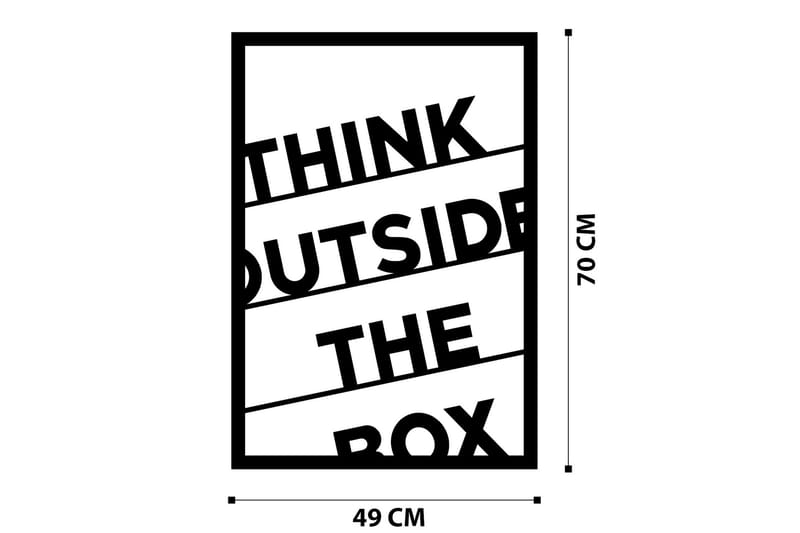 Think Outside The Box 50 cm Väggdekor - Svart - Inredning - Väggdekor - Skylt - Plåtskyltar