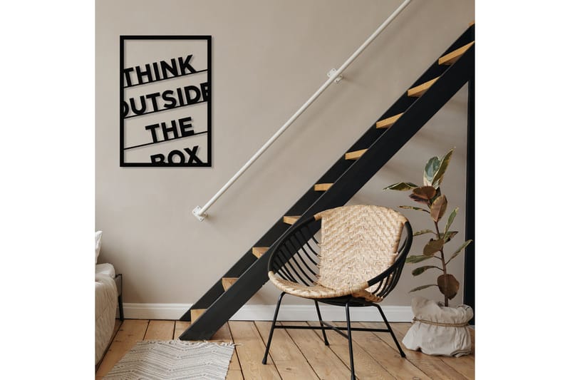Think Outside The Box 50 cm Väggdekor - Svart - Inredning - Väggdekor - Skylt - Plåtskyltar