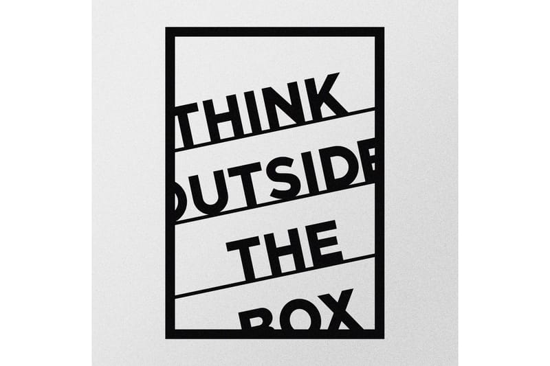 Think Outside The Box 50 cm Väggdekor - Svart - Inredning - Väggdekor - Skylt - Plåtskyltar