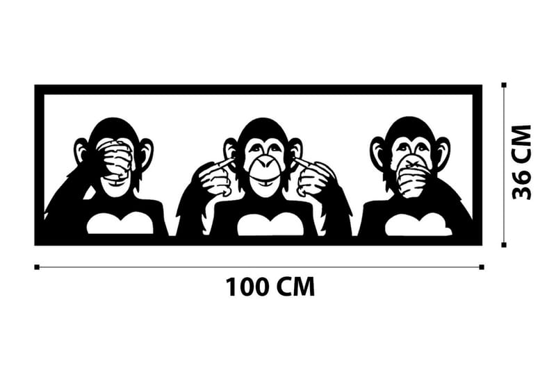 Three Monkeys L Väggdekor - Svart - Inredning - Väggdekor - Skylt - Plåtskyltar