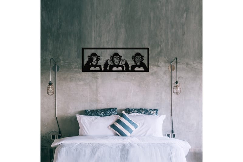 Three Monkeys L Väggdekor - Svart - Inredning - Väggdekor - Skylt - Plåtskyltar