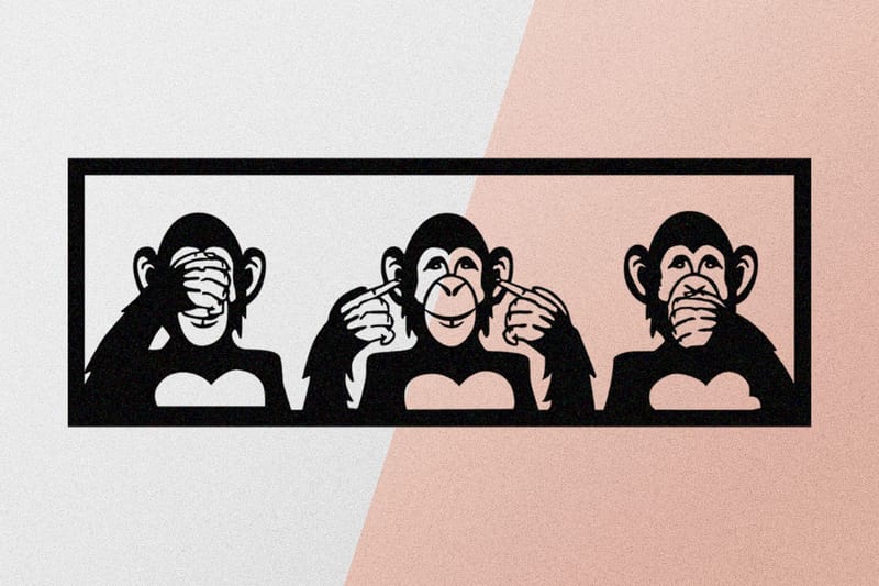 Three Monkeys L Väggdekor - Svart - Inredning - Väggdekor - Skylt - Plåtskyltar