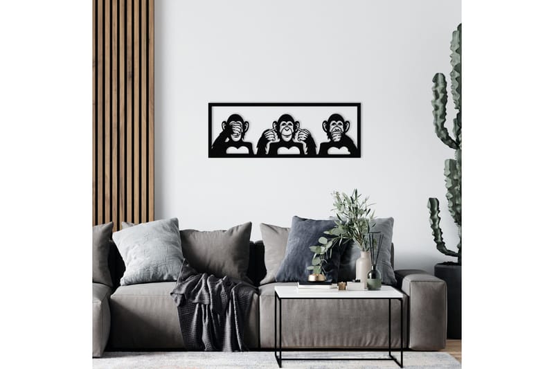 Three Monkeys L Väggdekor - Svart - Inredning - Väggdekor - Skylt - Plåtskyltar