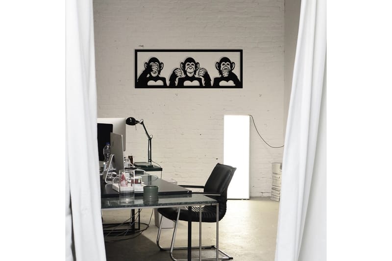 Three Monkeys L Väggdekor - Svart - Inredning - Väggdekor - Skylt - Plåtskyltar