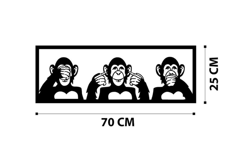 Three Monkeys M Väggdekor - Svart - Plåtskyltar