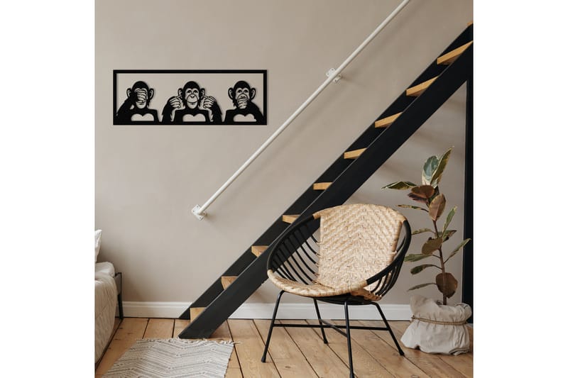 Three Monkeys M Väggdekor - Svart - Inredning - Väggdekor - Skylt - Plåtskyltar