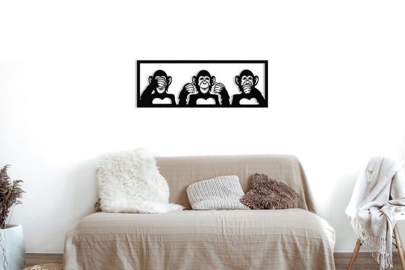 Three Monkeys M Väggdekor - Svart - Inredning - Väggdekor - Skylt - Plåtskyltar