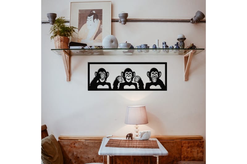 Three Monkeys M Väggdekor - Svart - Inredning - Väggdekor - Skylt - Plåtskyltar