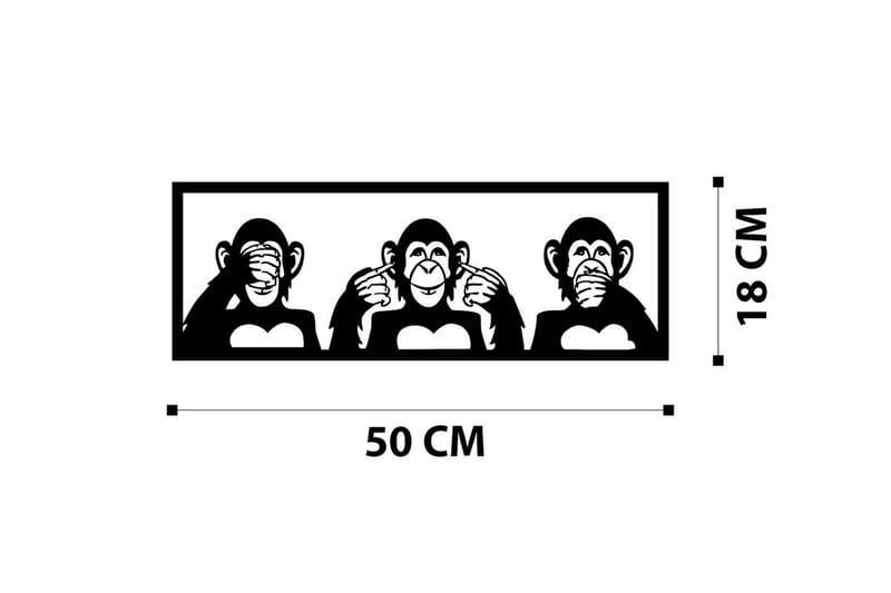 Three Monkeys S Väggdekor - Svart - Inredning - Väggdekor - Skylt - Plåtskyltar