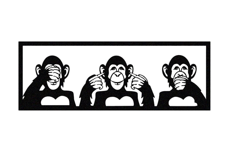 Three Monkeys S Väggdekor - Svart - Inredning - Väggdekor - Skylt - Plåtskyltar