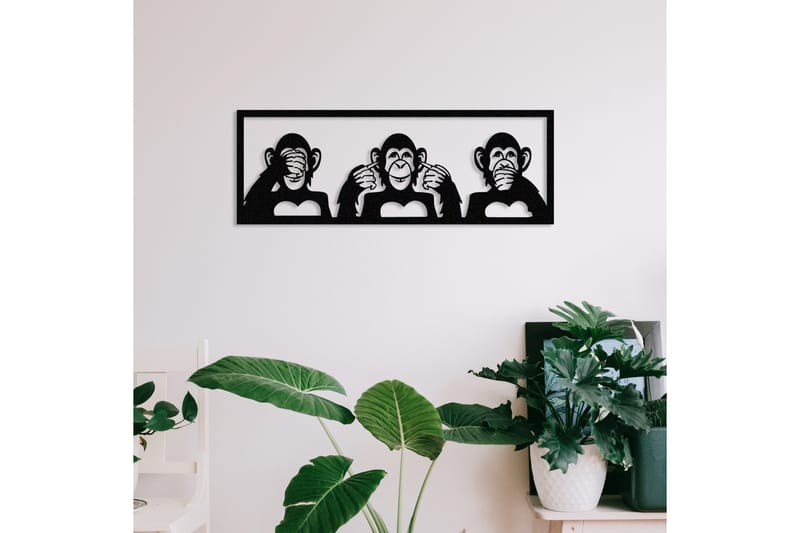 Three Monkeys S Väggdekor - Svart - Inredning - Väggdekor - Skylt - Plåtskyltar