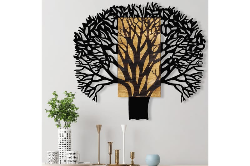 Tree 1 Väggdekor - Svart/Valnöt - Inredning - Väggdekor - Skylt - Plåtskyltar