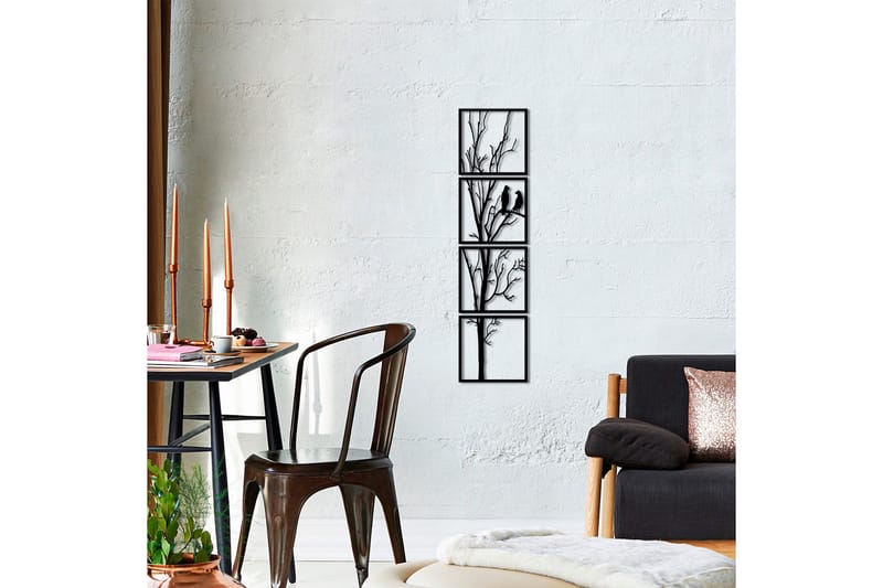 Tree And Birds 30 cm Väggdekor - Svart - Inredning - Väggdekor - Skylt - Plåtskyltar