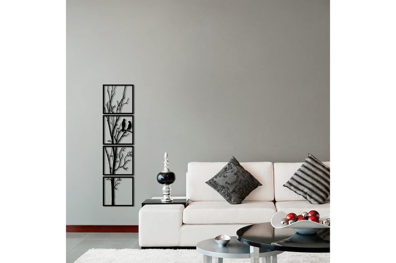 Tree And Birds 30 cm Väggdekor - Svart - Inredning - Väggdekor - Skylt - Plåtskyltar