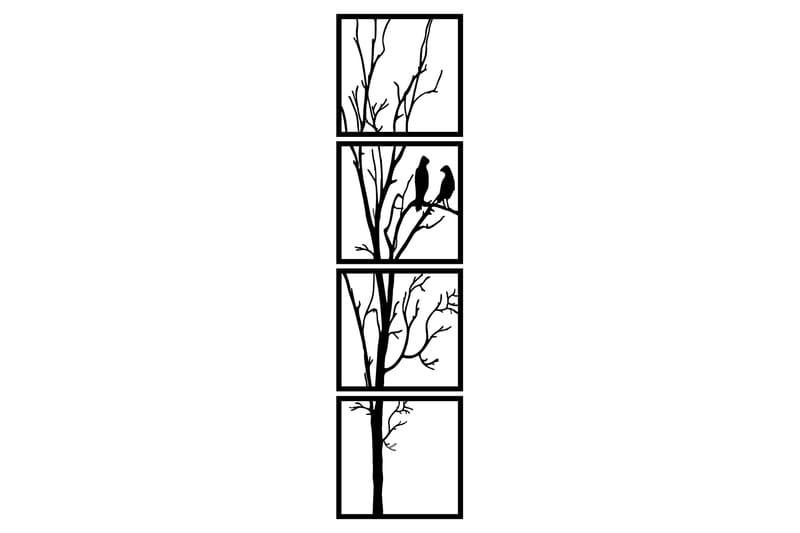 Tree And Birds 44 cm Väggdekor - Svart - Inredning - Väggdekor - Skylt - Plåtskyltar