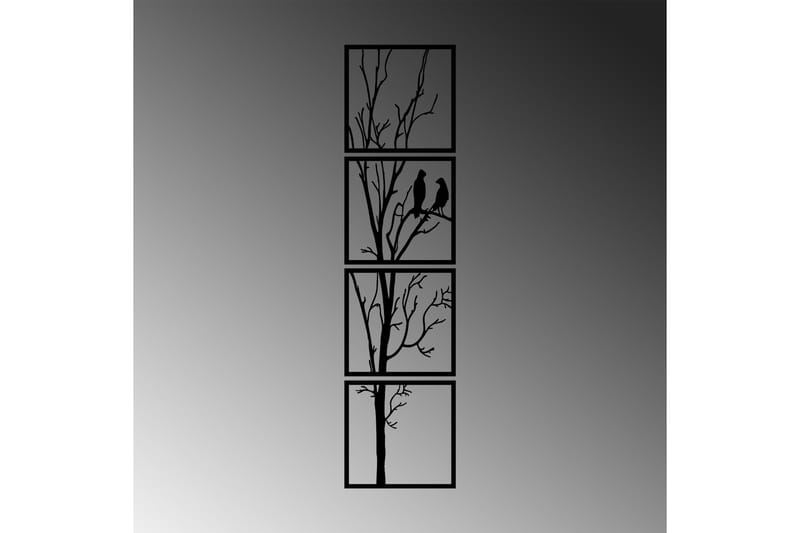 Tree And Birds 44 cm Väggdekor - Svart - Inredning - Väggdekor - Skylt - Plåtskyltar