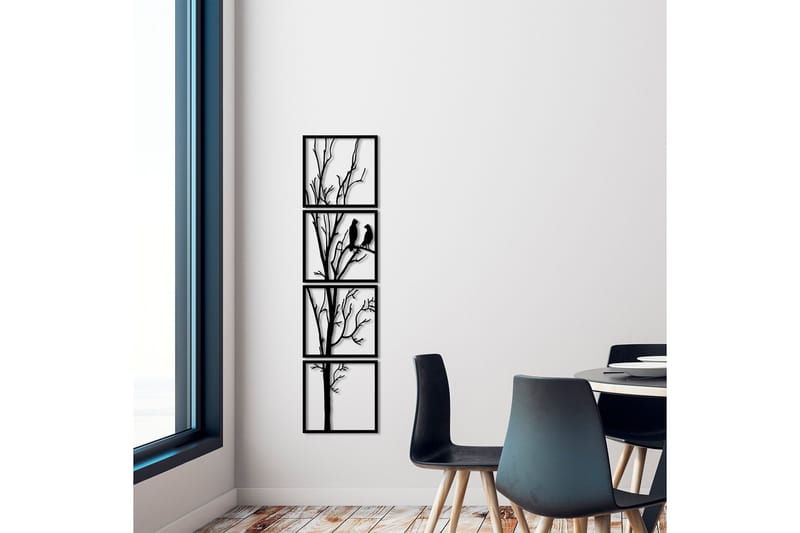 Tree And Birds 44 cm Väggdekor - Svart - Inredning - Väggdekor - Skylt - Plåtskyltar