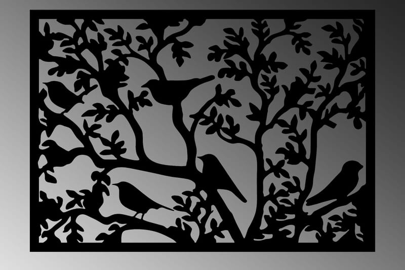 Tree Branch Birds 2 Väggdekor - Svart - Inredning - Väggdekor - Skylt - Plåtskyltar