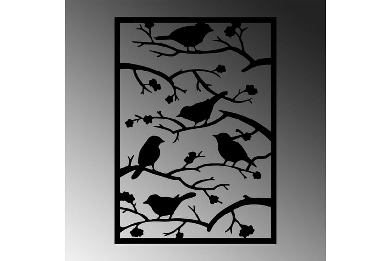 Tree Branch Birds Väggdekor - Svart - Inredning - Väggdekor - Skylt - Plåtskyltar