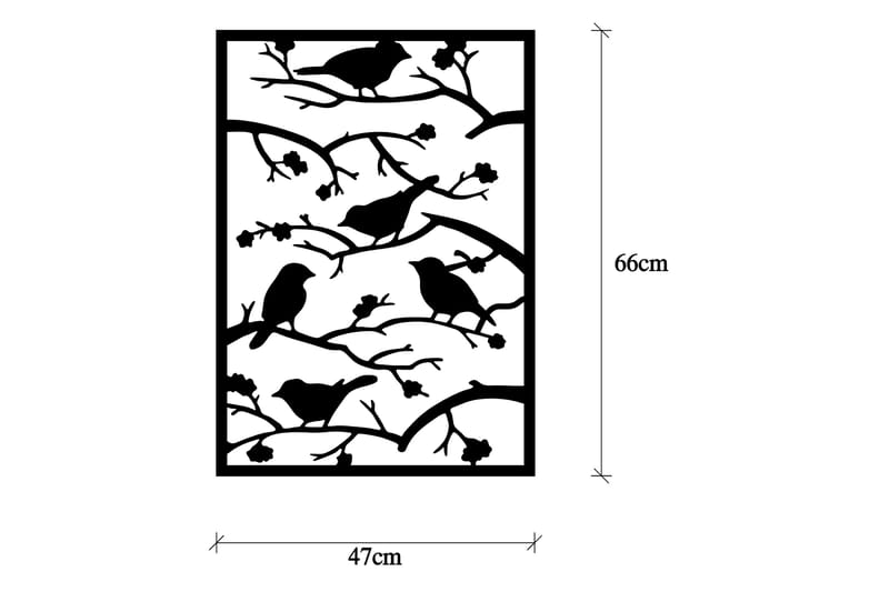 Tree Branch Birds Väggdekor - Svart - Inredning - Väggdekor - Skylt - Plåtskyltar