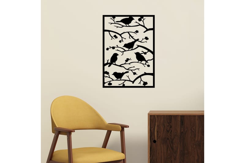 Tree Branch Birds Väggdekor - Svart - Inredning - Väggdekor - Skylt - Plåtskyltar