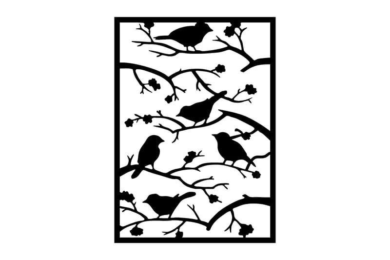 Tree Branch Birds Väggdekor, Svart