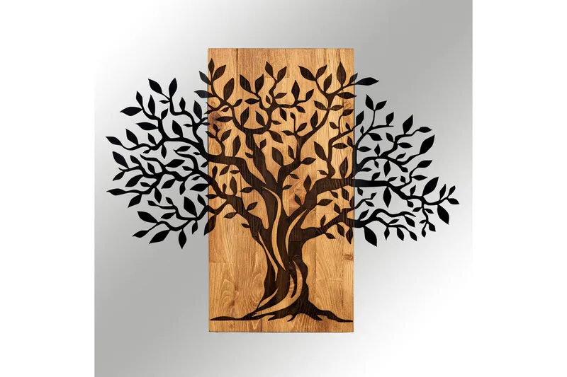 Tree Wooden Wall Accessory Väggdekor - Svart/Valnöt - Inredning - Väggdekor - Skylt - Plåtskyltar