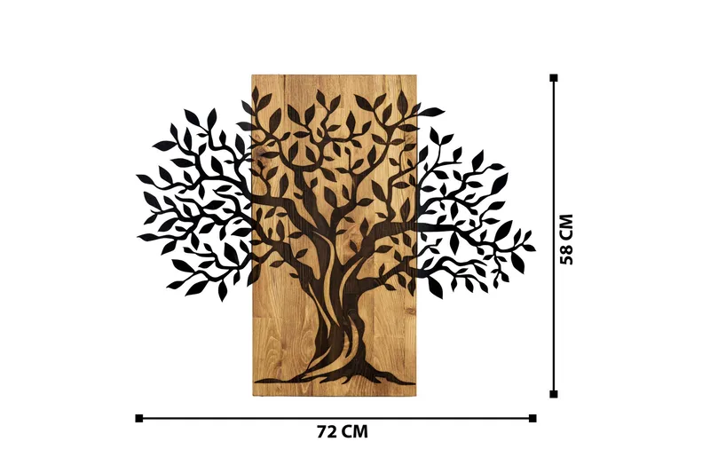 Tree Wooden Wall Accessory Väggdekor - Svart/Valnöt - Inredning - Väggdekor - Skylt - Plåtskyltar