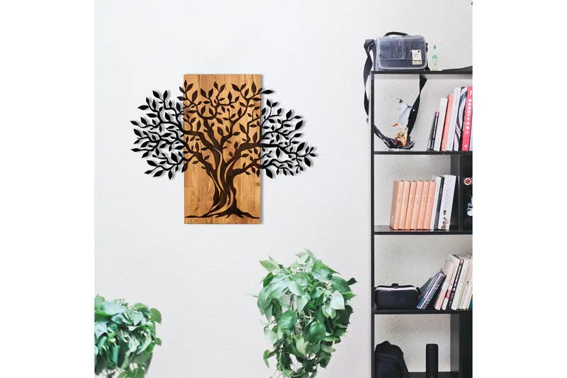 Tree Wooden Wall Accessory Väggdekor - Svart/Valnöt - Inredning - Väggdekor - Skylt - Plåtskyltar