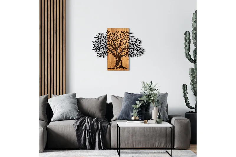 Tree Wooden Wall Accessory Väggdekor - Svart/Valnöt - Inredning - Väggdekor - Skylt - Plåtskyltar