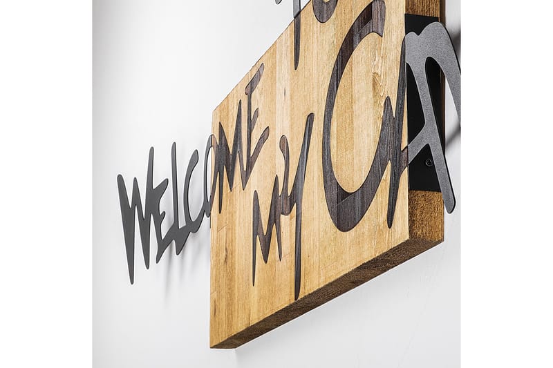 Welcome To My Cave Väggdekor - Svart/Valnöt - Inredning - Väggdekor - Skylt - Plåtskyltar