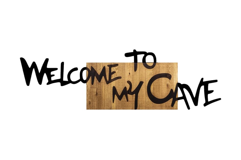 Welcome To My Cave Väggdekor - Svart/Valnöt - Inredning - Väggdekor - Skylt - Plåtskyltar